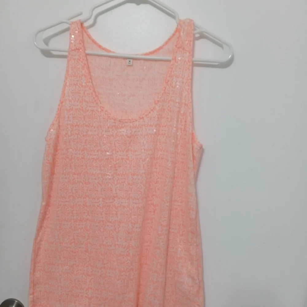 J. Crew Long line Tank Top Art and Shiny pattern